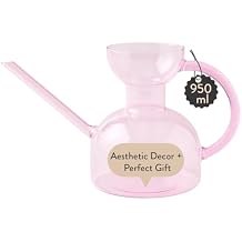 Modern Sprout Plant Watering Can - Handcrafted from Borosilicate Glass - Long Spout Vessel for Indoor Plants - 32 Oz Capacity - Multipurpose Watering Can and Flower Vase for Houseplants Blush