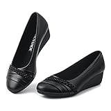 MUSSHOE Loafers for Women Comfortable Rhinestone Round Toe Women's Flats,Black pu 9