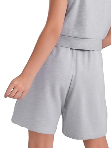 Kids Girls Boys Sports Shorts Elastic Waistband with Side Splits & Pockets for Running Soccer Basketball2