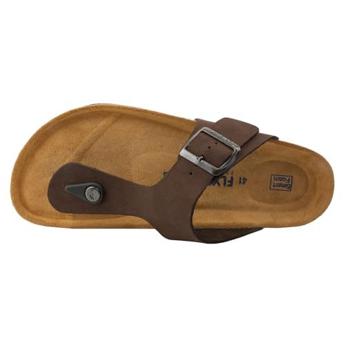 100% Genuine Leather Men's Sandals - Comfortable Cushioned Smart Foam Footbed, Slip-On Slides for Casual Summer Wear, Adjustable Fit, Durable Non-Slip Sole4