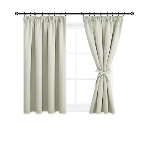 DWCN Blackout Curtains for Bedroom Thermal Insulated Curtains with Tiebacks Pencil Pleat Window Curtains for Living Room 46 x 54 inch Length
