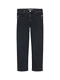 Klassische, gerade Jeanshose im Five-Pocket Style mit Gürtelschlaufen am Hosenbund und elastischem Band im Hosenbund für eine verstellbare Taille