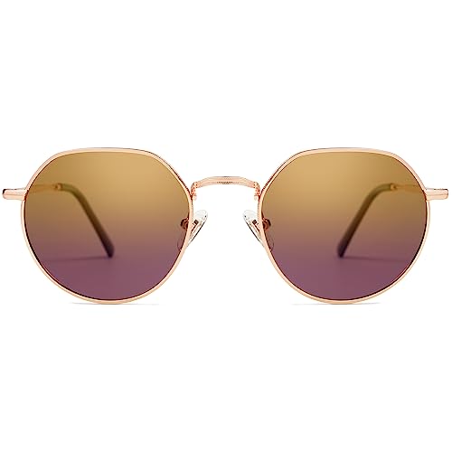 SOJOS Round Polygon Polarized Sunglasses for Women Men Retro Classic Vintage Panto Octagonal Shades SJ1157
