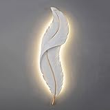 Wall Light White LED Wall Sconce Lighting Fixture Resin Wall Lamp Modern Feather-Shaped Wall Light, Indoor Living Room Wall Mounted Lamps for Bedroom Hallway Creative Home Home Bedside Decor Lamp(Dimm