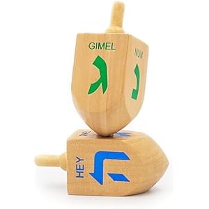 Hanukkah Dreidel Extra Large Wooden Dreidels Hand Painted Includes Game Instruction Cards 2 Pack XL Dreidel
