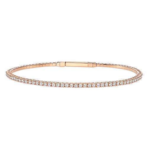Ledodi 14K Solid Gold Diamond Bangle Bracelet (Yellow-Gold) #TOP3
