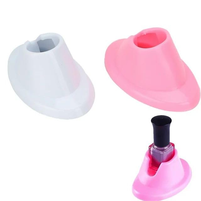 Soporte para esmaltes de uñas de goma suave rosa y blanco miniatura 6