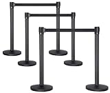 6 Stück TEGO PRO Absperrständer mit je 2 m x 48 mm einziehbarem Gurtband schwarz,...