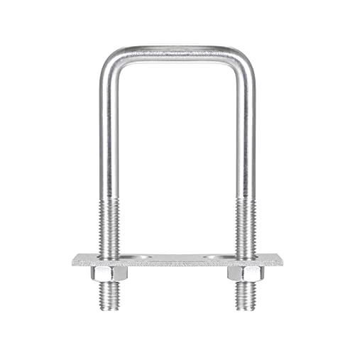 Image of uxcell Square U-Bolts, 52mm(2.05 inch) Inner Width 120mm Length M10 304 Stainless Steel U Clamp Bolt with Nuts and Plates, for Boat Trailer