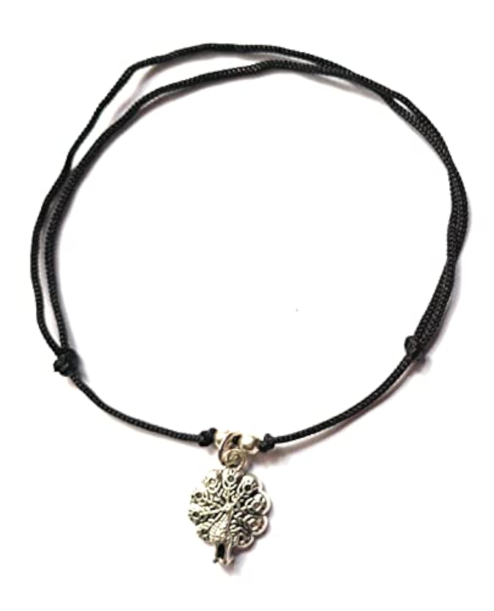 Women's Handmade Adjustable Peacock Black Thread Twisted Anklet