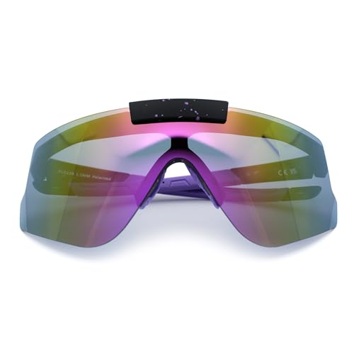Image of SA106 Polarized Mens Flip Up Rimless Oversized Shield Plastic Sport Sunglasses