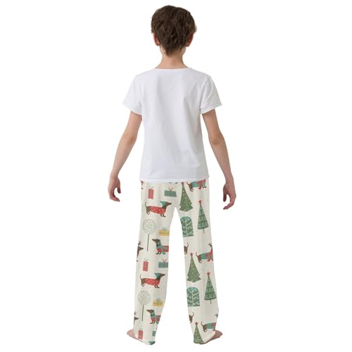 Boys' Pants Christmas Trees Dachshunds Long Bottoms Jogger Pants Elastic Waist Trousers with Pockets S-XL3