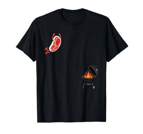 Steak Dive Flying Steak BBQ Cartoon T-Shirt