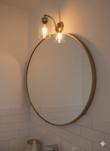 Image of Rustic Wall Mounted Lamp | Golden Arm and Luster Glass Shade | Vintage Decorative Wall Sconce for Living Room, Hallway & Bedroom (Pack of 1)