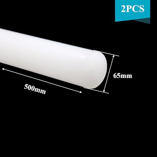 COYOUCO 2 Pcs Nylon Rods, Plastic Round Rod 55/60/65Mm Diameter, 500Mm Length, White,65mm