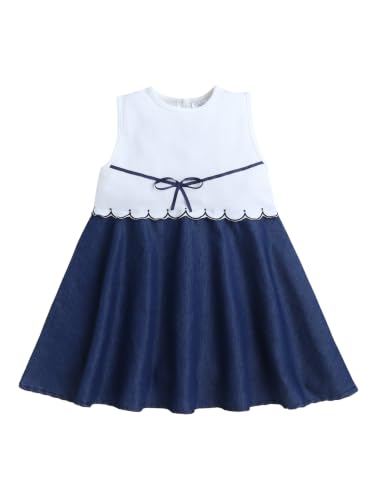 Image of Dresses for Kids Girls, Stylish Knee Length Once Piece Denim Frocks for Girls, Casual Dress for Summer & Special Occasion