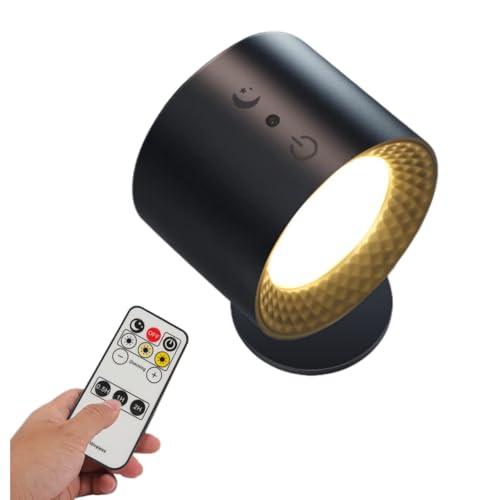 MEIION miro france Lampe murale LED sans fil Applique Murale Intérieure avec Télécommande, Lampe Rotative 360° à Luminosité Réglable, Batterie 1800mAh Rechargeable, USB-C, Pour Chambre et Chevet