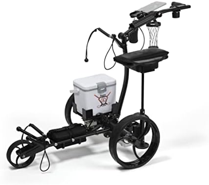 Super E Caddy The Pro Wireless Remote Control Electric Golf Cart, Golf Push Cart with Built-in 6 Pack Cooler, Seat, USB Port and Holders, 12V Lithium Battery Lasts 27 Holes