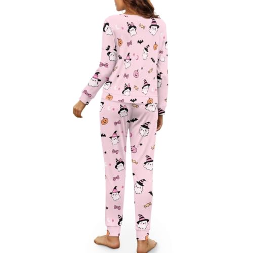 Image of Women's Pajamas Set Soft 2 Piece Loungewear Long Sleeve Pj Set | Matching Sleepwear, Crew Neck Top, Drawstring Jogger Pants with Pockets, Fall Pajama for Home, Sleep, Casual Wear, Plus Size