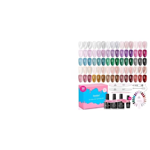 Beetles Milky White Press On Nails Short Squoval, 32pcs 16