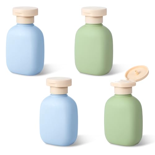 Giantree 4 Stück Quetschflaschen Reiseflaschen, Nachfüllbare Reisebehälter Reiseflaschen Zum Befüllen Reise Duschgel Behälter Travel Bottles Mit Flip-Top Deckel Für Shampoo Cremes Lotion (100ML)