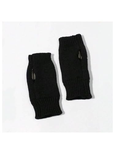 Verdusa Gril's Y2K Printed Knitted Fingerless Glove Short Gloves with Thumb Hole4