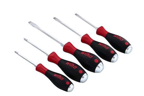 Wiha 53090 Screwdriver Set, Slotted and Phillips, Extra Heavy Duty, 5 Piece