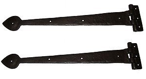 OriginalForgery 18" Spear End Door Tee Hinges in Black Cast Iron (Pair)