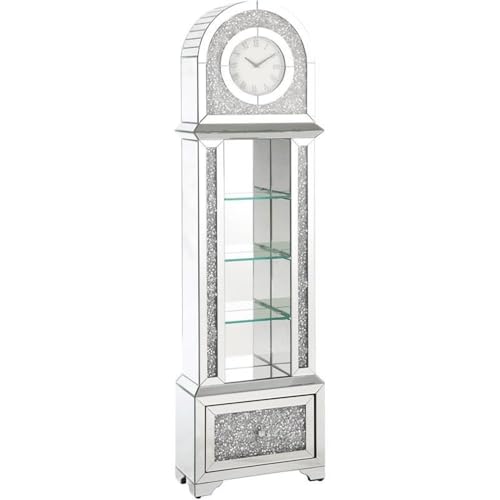 Acme Noralie Grandfather Clock in Mirrored & Faux Diamonds
