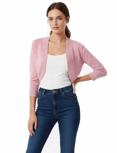 Image of Allsense Women's 3 /4 Sleeve Bolero Shrug for Dresses | Open Front Cropped Cardigan, Lightweight Knit Dress Cover Up