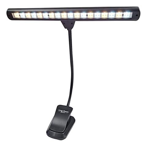 Long Beach Music Extra Wide Clip-On Music Stand Orchestra Light- 18 LED Rechargeable USB Piano, Desk, Reading Lamp Cover