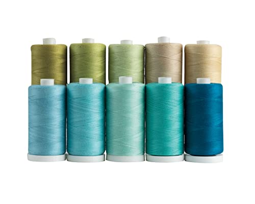 Connecting Threads 100% Cotton Thread Sets - 1200 Yard Spools (Set of 10 - Shoreline)