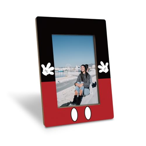 EDQAWN Cartoon Characters Picture Frame Cute Red and Black Photo Frame with White Gloves Pattern for 4x6 Inches Photo Display on Table Top Desk Christmas Gift for Friend and Family