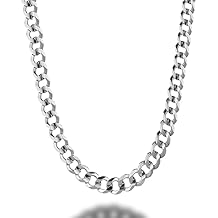 Savlano 925 Sterling Silver 7mm Italian Solid Curb Cuban Link Chain Necklace For Men & Women - Made in Italy With a Gift Box