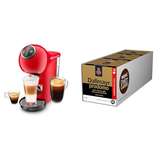 NESCAFÉ DOLCE GUSTO Krups KP3405 Genio S Plus Capsule Machine | Espresso Boost | Temperature Selection, 15 Bar Pump Pressure | 0.8 L Water Tank | 1500 Watt | Colour Red mit Dallmayr Prodomo