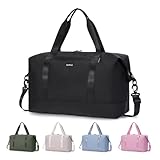 ECOHUB Travel Duffel Bag, Water Resistant Weekender Bag Carry On Bags for Women, Sport Gym Bags for Men, Hospital Bag for Labor and Delivery, Overnight Bag Luggage Bag with Trolley Sleeve, 30L Black