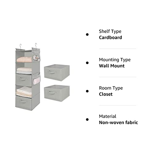 Max Houser 5 Tier Shelf Hanging Closet Organizer, Cloth Hanging Shelf With 2 Sturdy Hooks For Storage, Foldable (Light Grey-D2) #TOP7