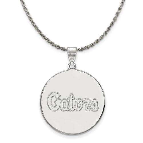 The Black Bow Sterling Silver U. of Florida XL Disc Pendant Necklace - 20 Inch