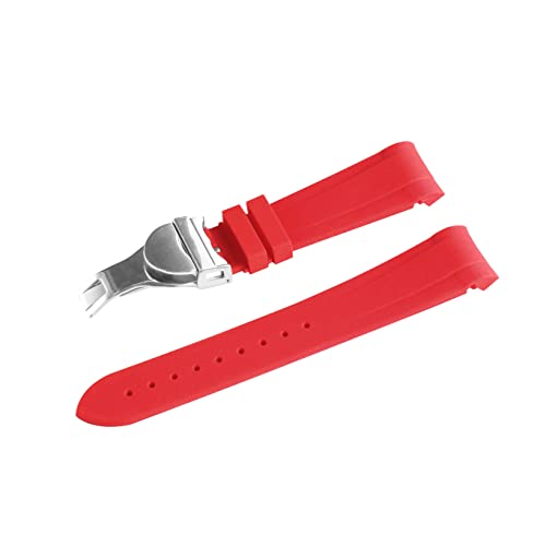 Bracelet 22mm étanche en silicone noir pour montre Tudor avec boucle argentée