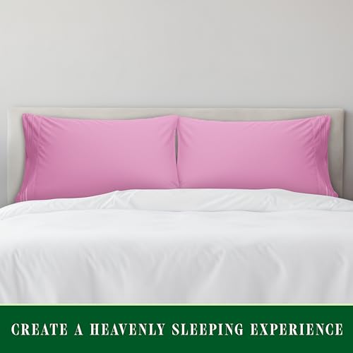 Image of Elegant Comfort Luxury Ultra-Soft 2-Piece Pillowcase Set - 1500 Premium Hotel Quality Microfiber Double Brushed - Wrinkle Resistant, Standard /Queen, Light Pink