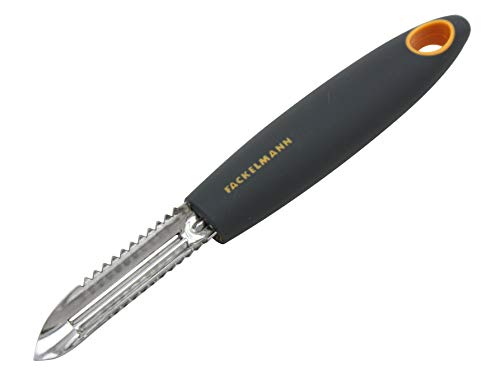 Fackelmann Soft Pela Patatas, Pelador de Verduras y Frutas, Pelador Descamador de Pescado, acero inoxidable, 18cm, 1ud.