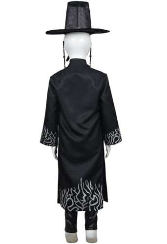 Mens Boys Kpops Jinu Costume Black Sajaboy Jinu Cosplay Costumes Coat Shirt Pant Belt Hat Outfits Halloween Suit3