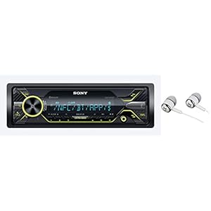 Sony DSX-A416BT Single Din Bluetooth Front USB AUX Multi-Color Car Stereo Digital Media Receiver Bundled with Earbuds (No CD Player)