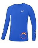 Moozava Youth Boys Compression Thermal Shirt Long Sleeve Fleece Undershirt for Boy Kids Football Baseball Soccer Base Layer Tops Royal Blue L