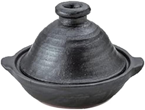 Set of 3, Tajin Pot, Shabu-Shabu, Black Glazed Tagine Pot, No. 5, 6.9 x 6.1 x 4.7 inches (17.5 x 15.5 x 12 cm), Body 1.8 inches (4.5 cm), Direct Fire, Restaurant, Ryokan, Japanese Tableware, Commercial Use, Tableware