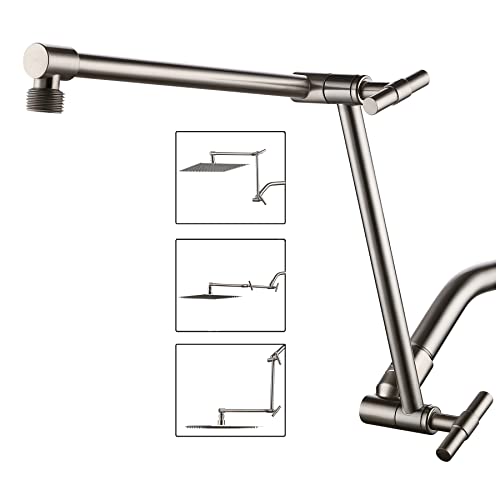 Shower Head Extension Arm - 13'' Shower Arm Extension For Rain & Handheld Shower Head, Height And Range Adjustable, Shower Extension Arm With Locking Nuts, G1/2 Universal Connector, Brushed Nickel #TOP5