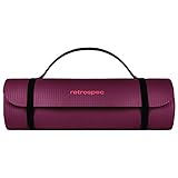 Retrospec Solana Yoga Mat 1' Thick w/Nylon Strap for Men & Women - Non Slip Exercise Mat for Home Yoga, Pilates, Stretching, Floor & Fitness Workouts - Boysenberry