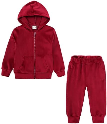 HSTiSan Toddler Boy Girls Clothes Set Tracksuit Hoodie Fleece Jogger Outfits Kids 2 Pieces Sweatsuit Sweatpants 6M-11Years