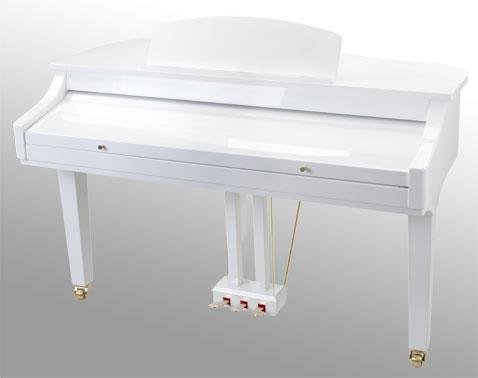 Classic Cantabile, GP-500 - Pianoforte a codino digitale, finitura bianco lucido, inclusapanca + cuffie