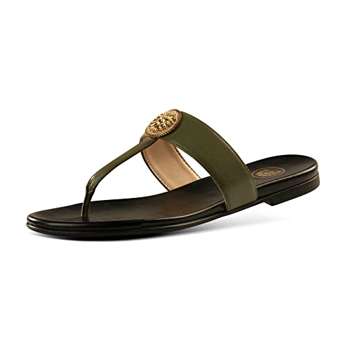Image of JATAREA Slip-On Flat Toe Post T-Strap Sandals for Women